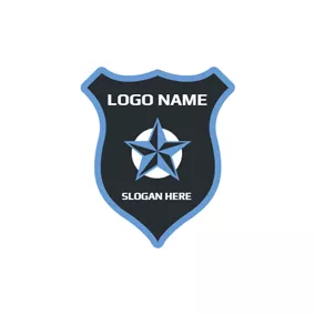 Logo De La Police 3D Blue Star and Police Shield logo design