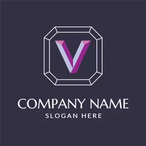 Black Logo 3D Purple Letter V logo design