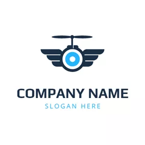Photography Logo Abstract Blue Drone Icon logo design
