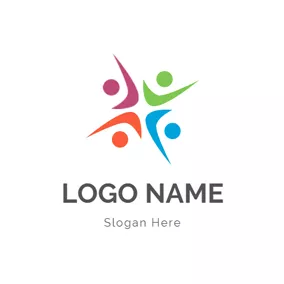 社區 Logo Abstract Colorful People Icon logo design