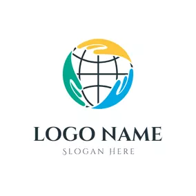 Logótipo De Comunidade Abstract Globe and Hand logo design