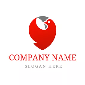 Twitter Logo Abstract Red Dove Icon logo design