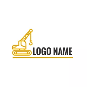 Flat Logo Abstract Yellow and White Crane logo design