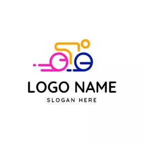 赛跑Logo Abstract Yellow Rider and Bike logo design