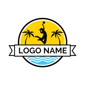 リゾートロゴ Athlete and Beach Volleyball logo design