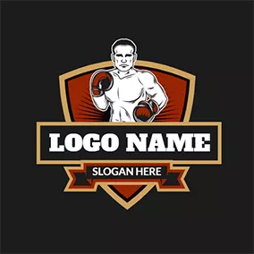 Fighting Logo Badge and Boxer logo design