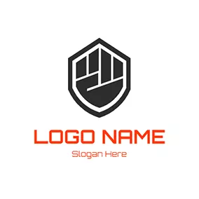 Fighting Logo Badge and Fist logo design