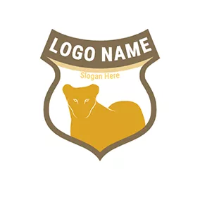 バッジ　ロゴ Badge Cool Lioness Outline logo design
