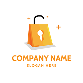 Logótipo De Compras Bag Lock Key Online Shopping logo design