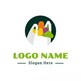 ニンジンのロゴ Bag Vegetable Grocery logo design