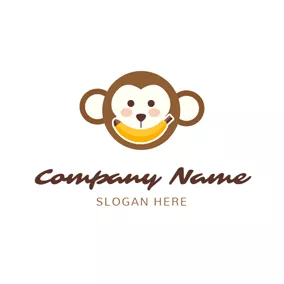 バナナロゴ Banana and Monkey Face logo design