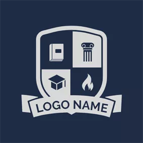 Classroom Logo Banner and Educational Supplies Shield logo design