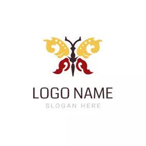 Accessory Logo Beautiful Red and Yellow Tribal Butterfly logo design