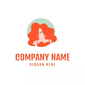 Elegant Logo Beautiful Woman and Orange Hair logo design