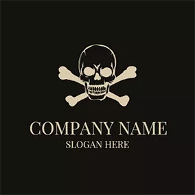 骨頭logo Beige and Black Skull Icon logo design