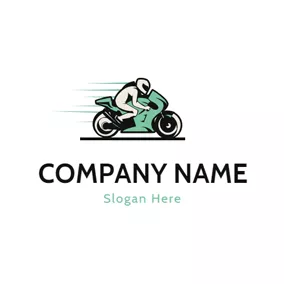 Logótipo Mota Beige Driver and Green Motorcycle logo design