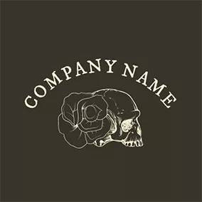 Human Logo Beige Rose and Skull Icon logo design