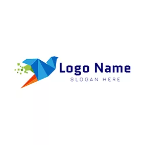 Twitter Logo Bird Paper Folding Stereoscopic Mosaic logo design