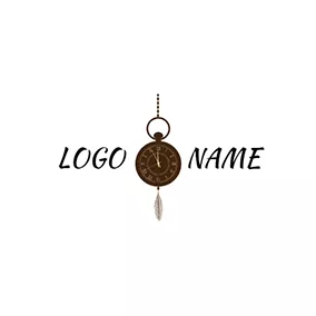 Flat Logo Black and Golden Watch logo design