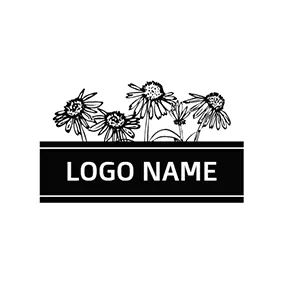 植物学ロゴ Black and White Chrysanthemum logo design