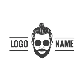 白黒ロゴ Black and White Fashion Man Head logo design