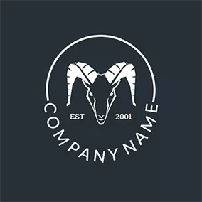綿羊logo Black and White Goat Head Mascot logo design