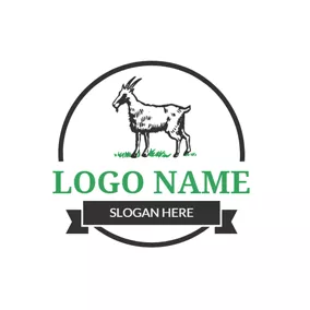綿羊logo Black and White Goat logo design