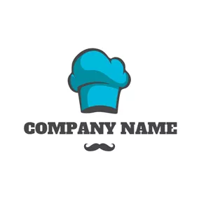 鬍鬚Logo Black Beard and Blue Chef Hat logo design