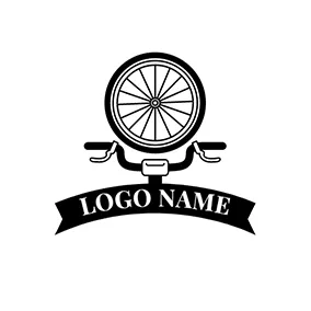 Logótipo De Ciclista Black Bicycle Head and Bike Wheel logo design
