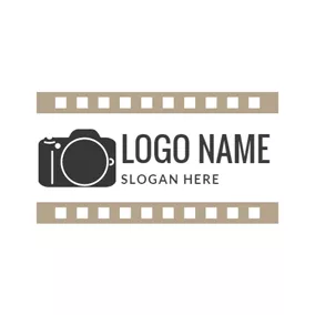カムのロゴ Black Camera and Film logo design