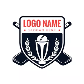 Logótipo De Campeão Black Cricket Bat and Badge logo design