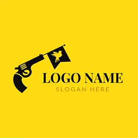 兵隊のロゴ Black Flag and Gun logo design