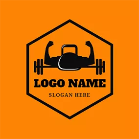 Exercise Logo Black Hexagon and Gymnasium Coach logo design