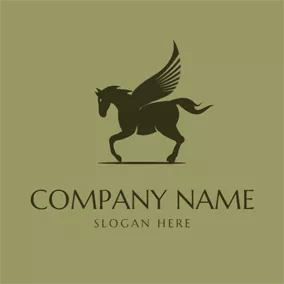 Elegant Logo Black Pegasus Icon logo design