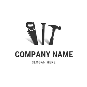 Carpentry Logo Black Saw and Nail logo design
