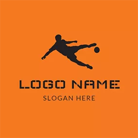 Flat Logo Black Sportsman and Football logo design
