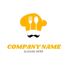 Iron Logo Black Whisker and Yellow Chef Cap logo design