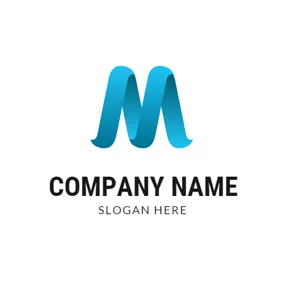 エンブレムロゴ Blue 3D Letter M logo design