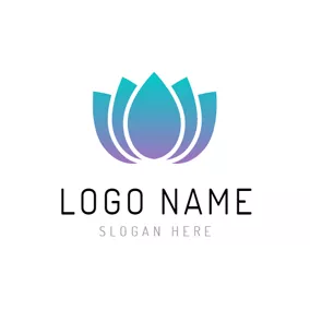 蕾のロゴ Blue and Purple Lotus Flower logo design
