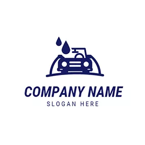 車のロゴ Blue and White Car Wash logo design
