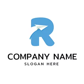 Flat Logo Blue and White Letter R logo design