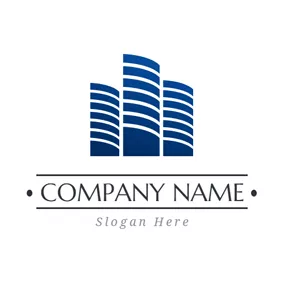 Logotipo De Empresa Blue and White Mansion logo design