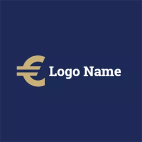 Financial Logo Blue Background and Special Euro Sign logo design