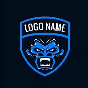 Fighting Logo Blue Badge and Knight logo design