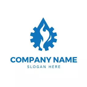 オイル　ロゴ Blue Cog and Oil Platform logo design