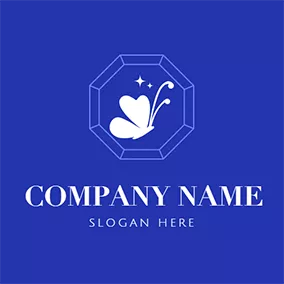 Elegant Logo Blue Decoration and White Butterfly logo design