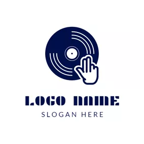 Advertising Logo Blue Disk and DJ logo design