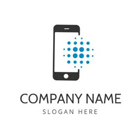 携帯電話のロゴ Blue Dot and Black Phone logo design