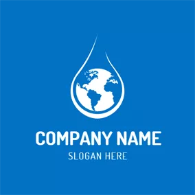 Logótipo Ecológico Blue Earth and White Water Drop logo design