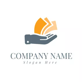 Advertising Logo Blue Hand and Yellow Banknote logo design